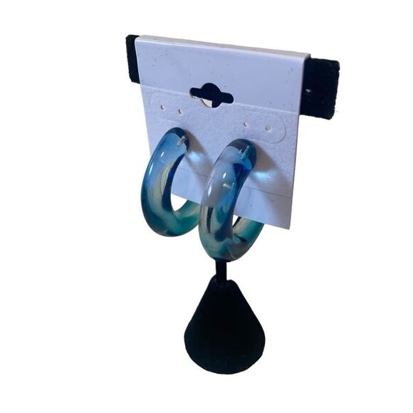 Banana Republic Translucent Blue C Hoop Earrings. - Picture 3 of 5